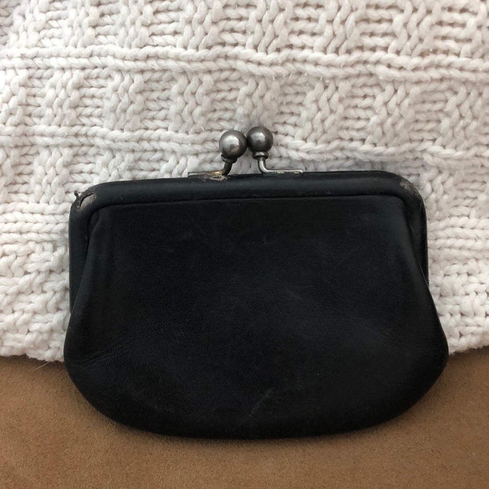 Vintage Coach Kiss Lock Coin Purse Leather